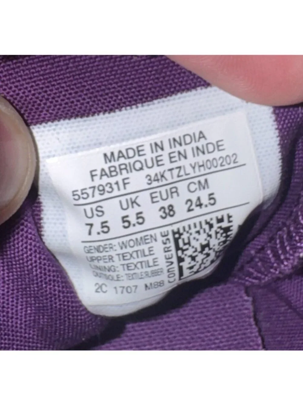 Converse Chuck Taylor All Star Velvet Hi Womens Athletic Shoes Size 7.5 Purple
